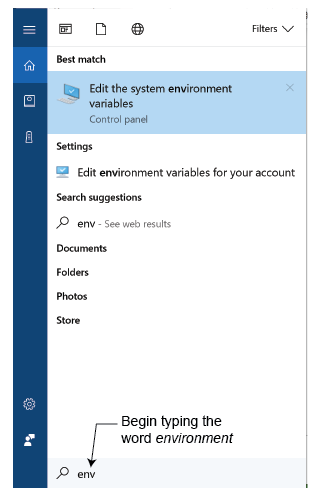 search for env. editor