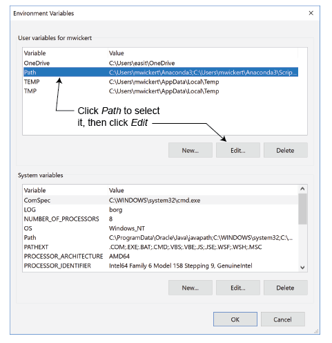 environment variables