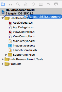 Adding the ResearchKit framework to your
project